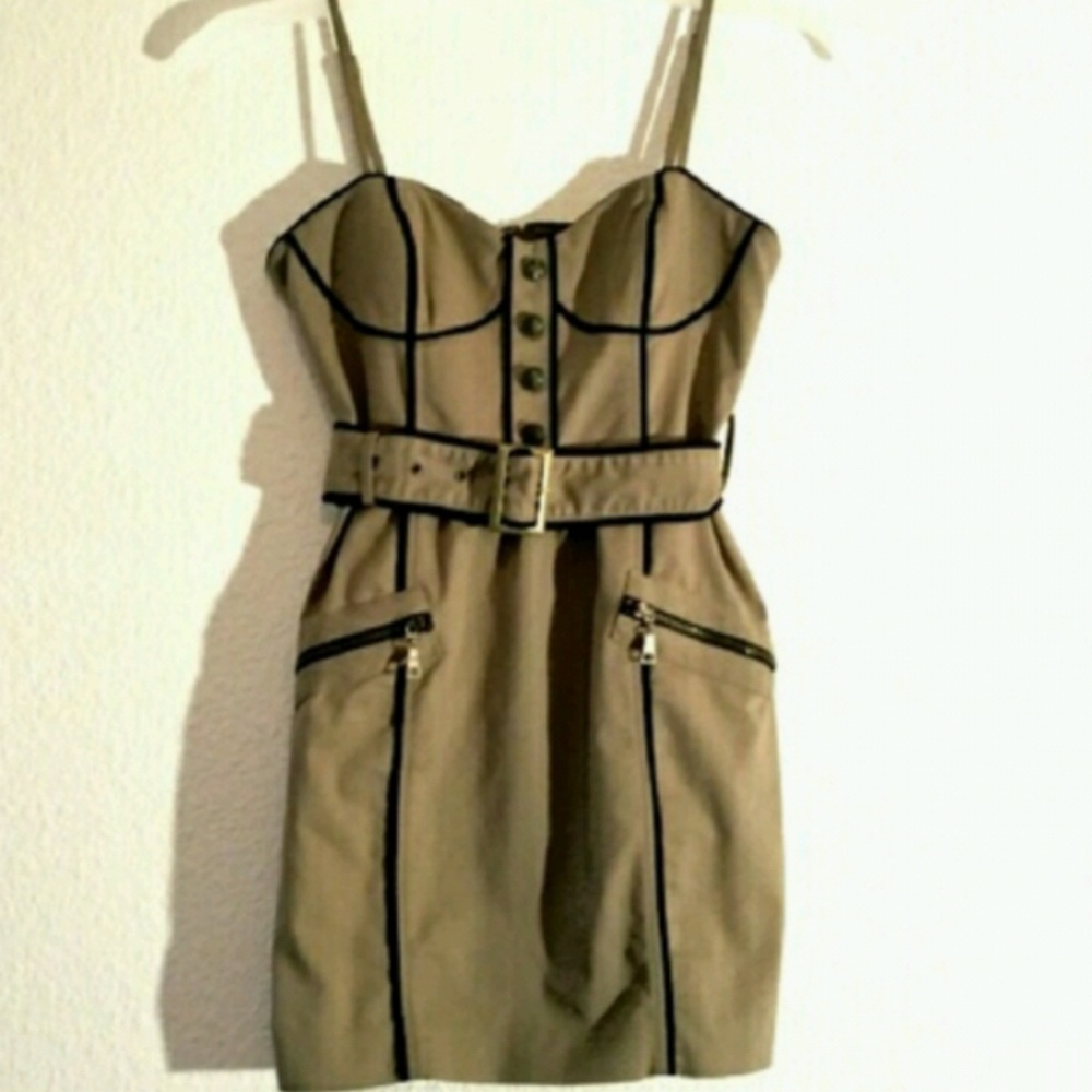 Outlined Tan Dress - NWOT